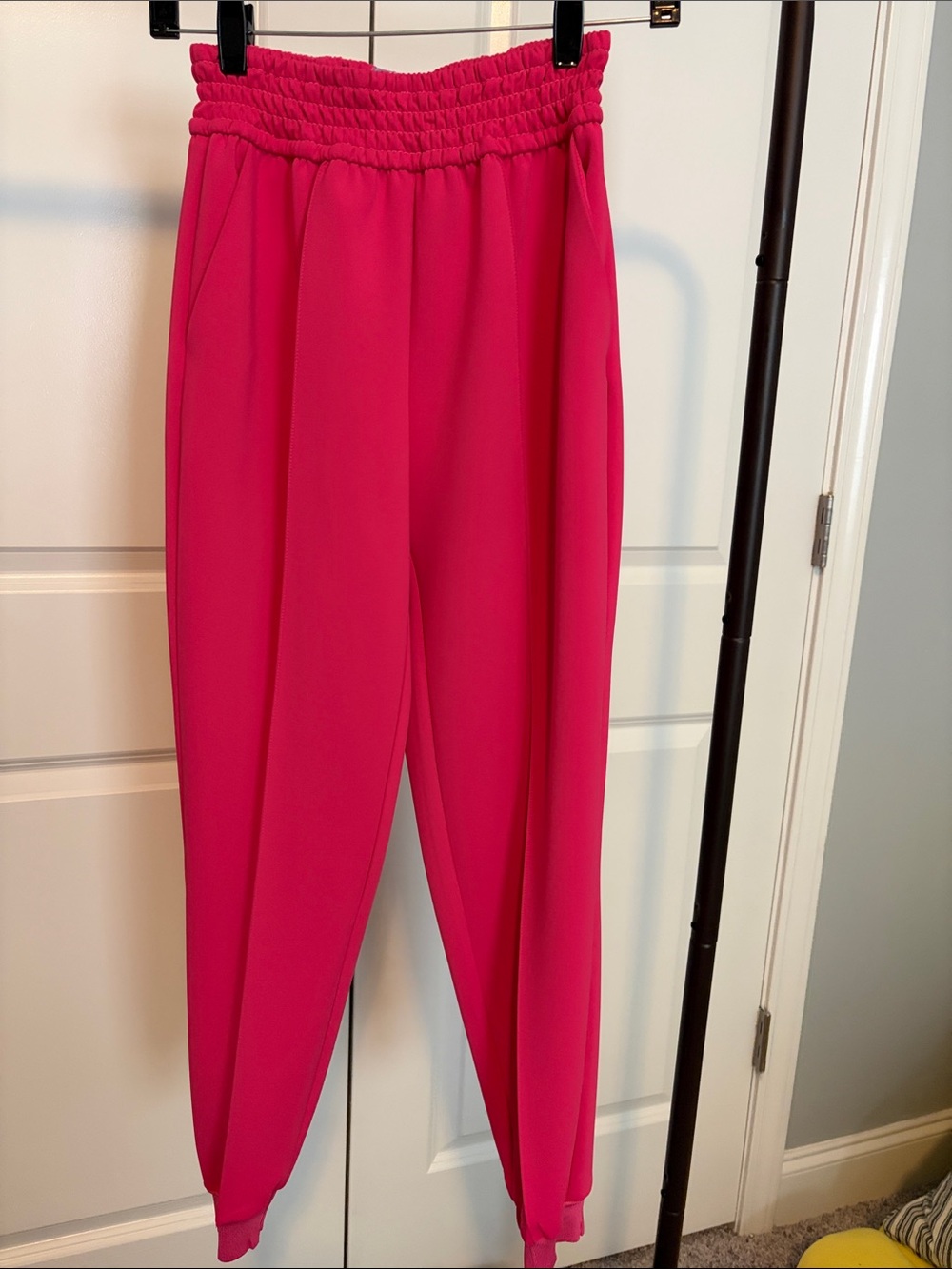 Alice + Olivia Ramora joggers in Wild Pink Shirred-Waist slim fit
